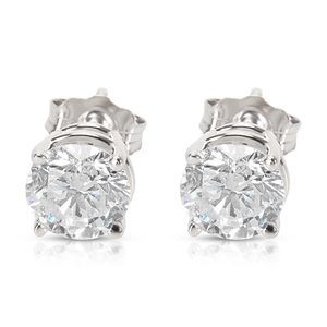 4 Prong Basket Diamond Stud Earrings in 14K White Gold (1.42 CTW)